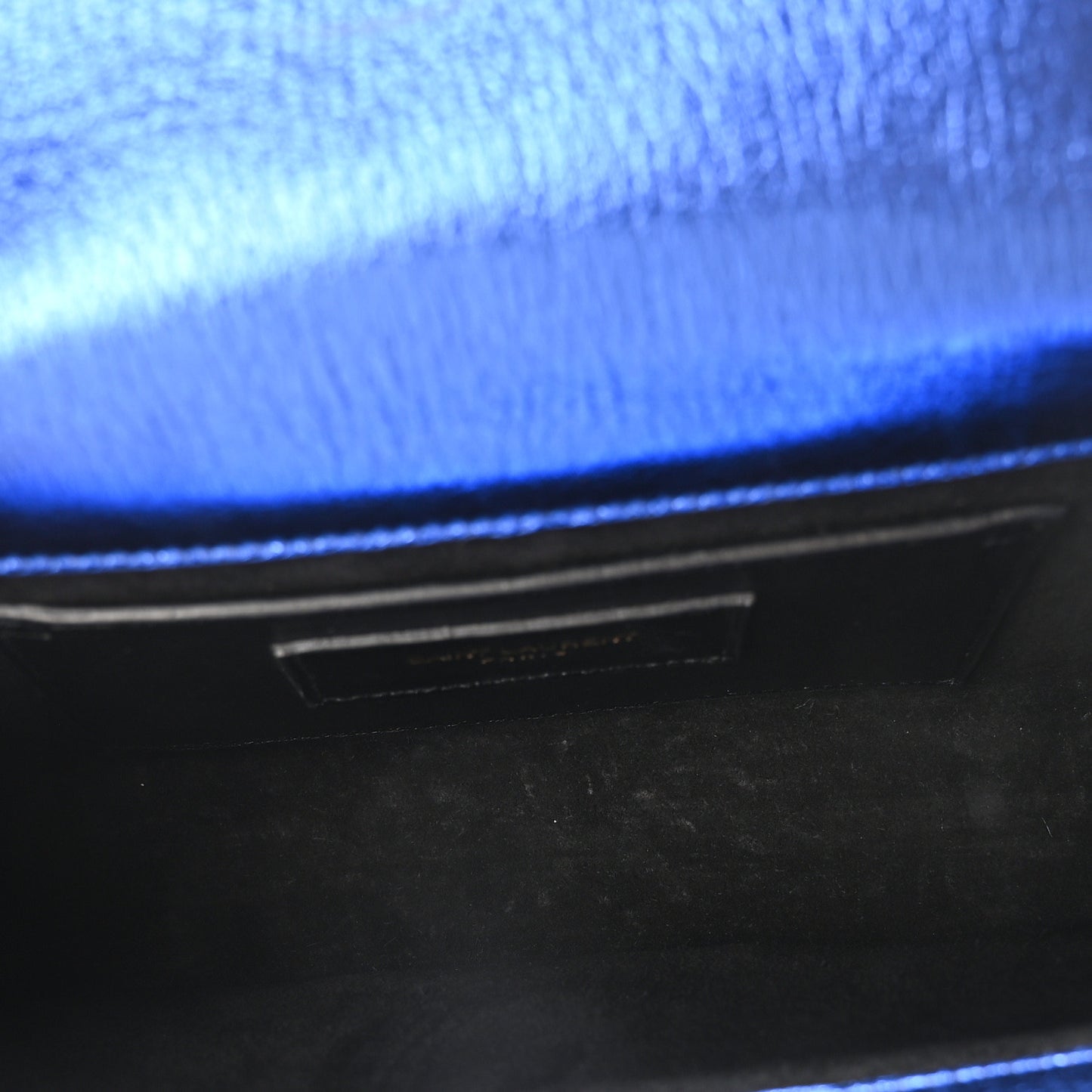 Metallic Calfskin Small Classic Monogram Kate Tassel Satchel Blue Royal