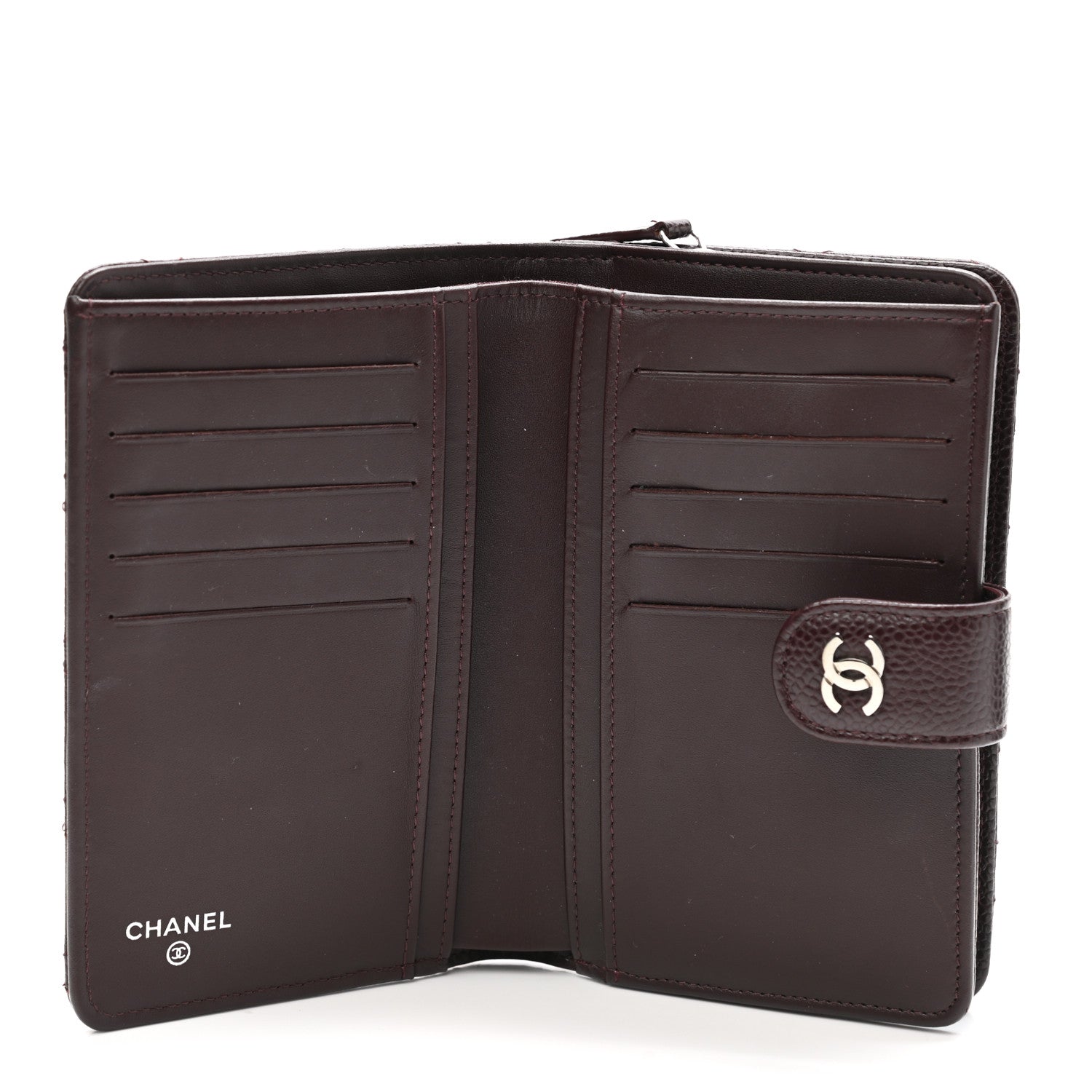 Chanel Caviar Quilted CC French Wallet Burgundy 5 of 10