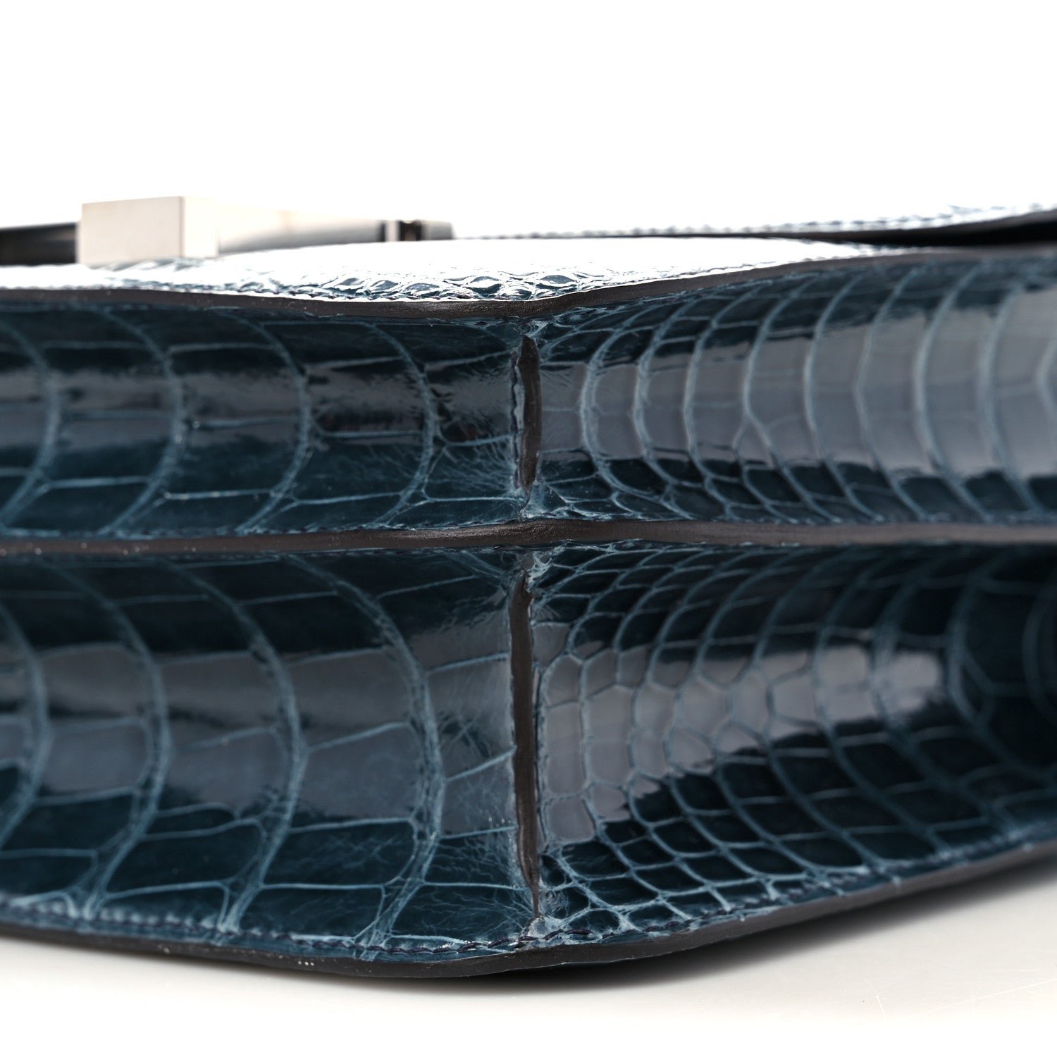 Hermes Shiny Alligator Constance 24 Bleu Paon 9 of 10