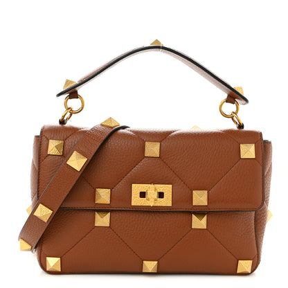 Valentino Garavani Grained Calfskin Large Roman Stud Shoulder Bag Selleria 1 of 9
