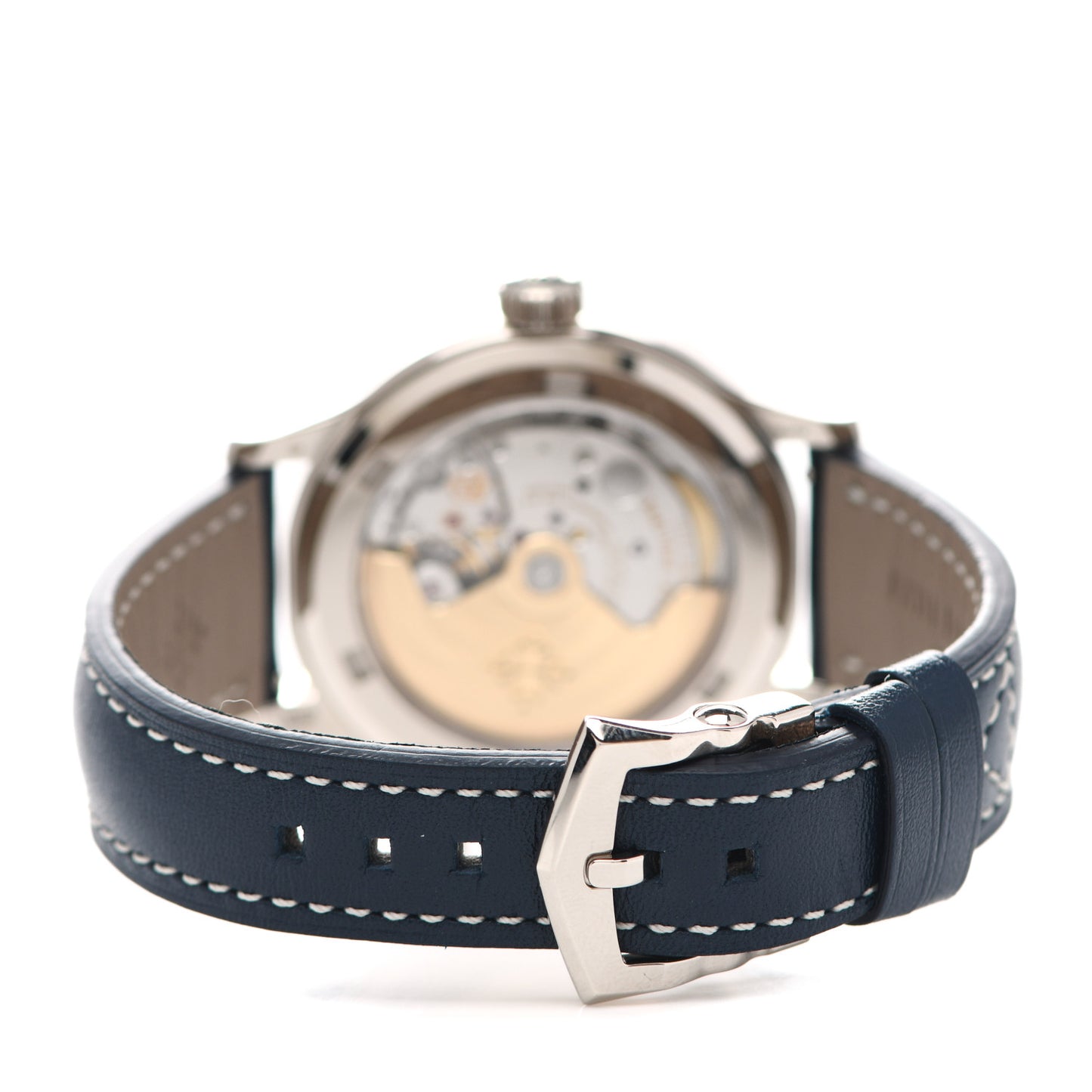 18K White Gold Calfskin 37.5mm Calatrava Pilot Time Travel Automatic Watch Black 7234G-001