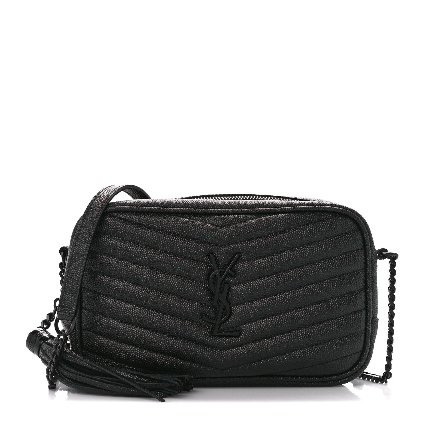 Saint Laurent Grain De Poudre Matelasse Monochrome Monogram Mini Lou Camera Bag Black 1 of 10