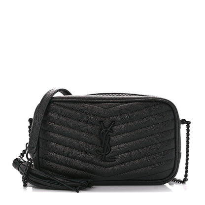 Saint Laurent Grain De Poudre Matelasse Monochrome Monogram Mini Lou Camera Bag Black 1 of 10