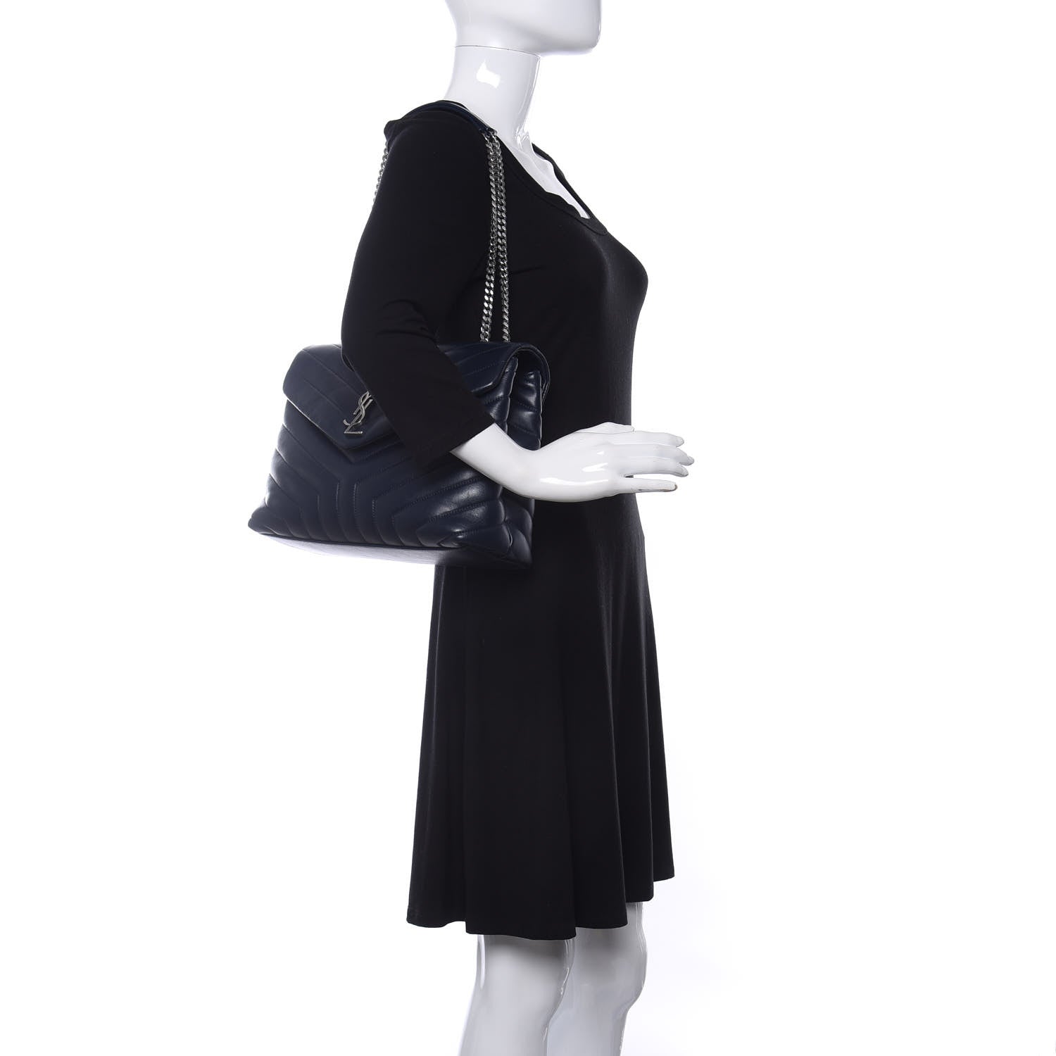 Saint Laurent Calfskin Y Quilted Monogram Medium Loulou Chain Satchel Medium Blue 2 of 11