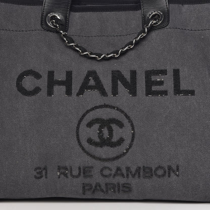Chanel Canvas Sequin Large Deauville Tote Charcoal 11 of 11