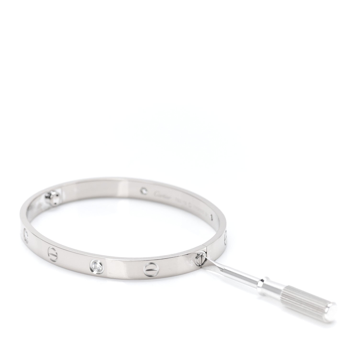Cartier 18K White Gold 4 Diamond LOVE Bracelet 18 5 of 6