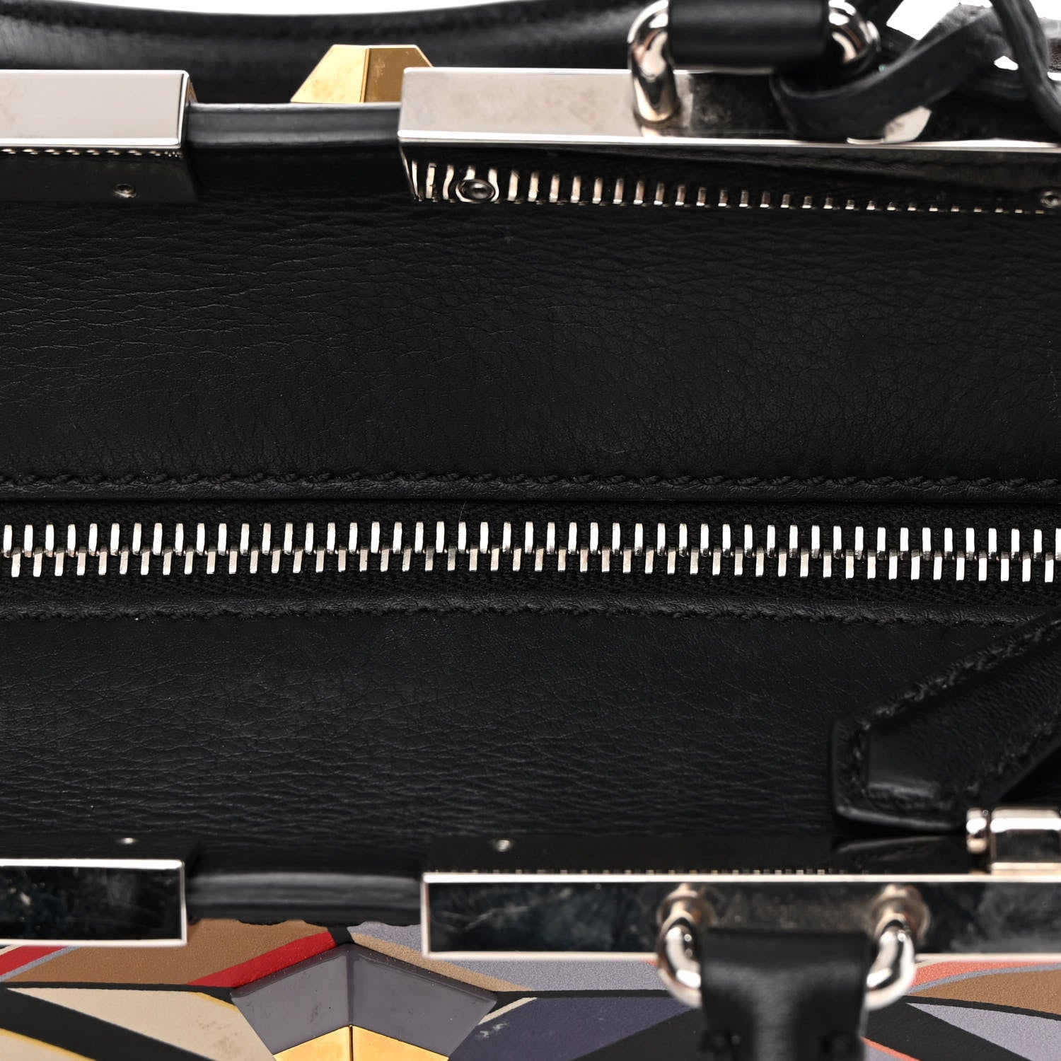 Fendi Calfskin Studded Diamond Mini 3Jours Tote Black Multicolor 11 of 12