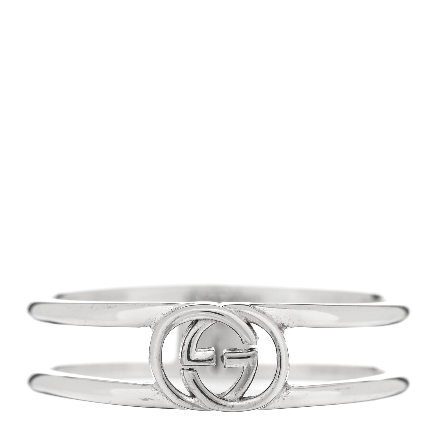 Gucci Sterling Silver 6mm Interlocking G Open Band Ring 61 9.5 1 of 4