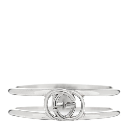 Gucci Sterling Silver 6mm Interlocking G Open Band Ring 61 9.5 1 of 4