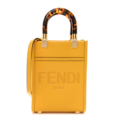Fendi Vitello King Plexiglass Logo Embossed Mini Fendi Sunshine Shopper Tote Mimosa 1 of 9