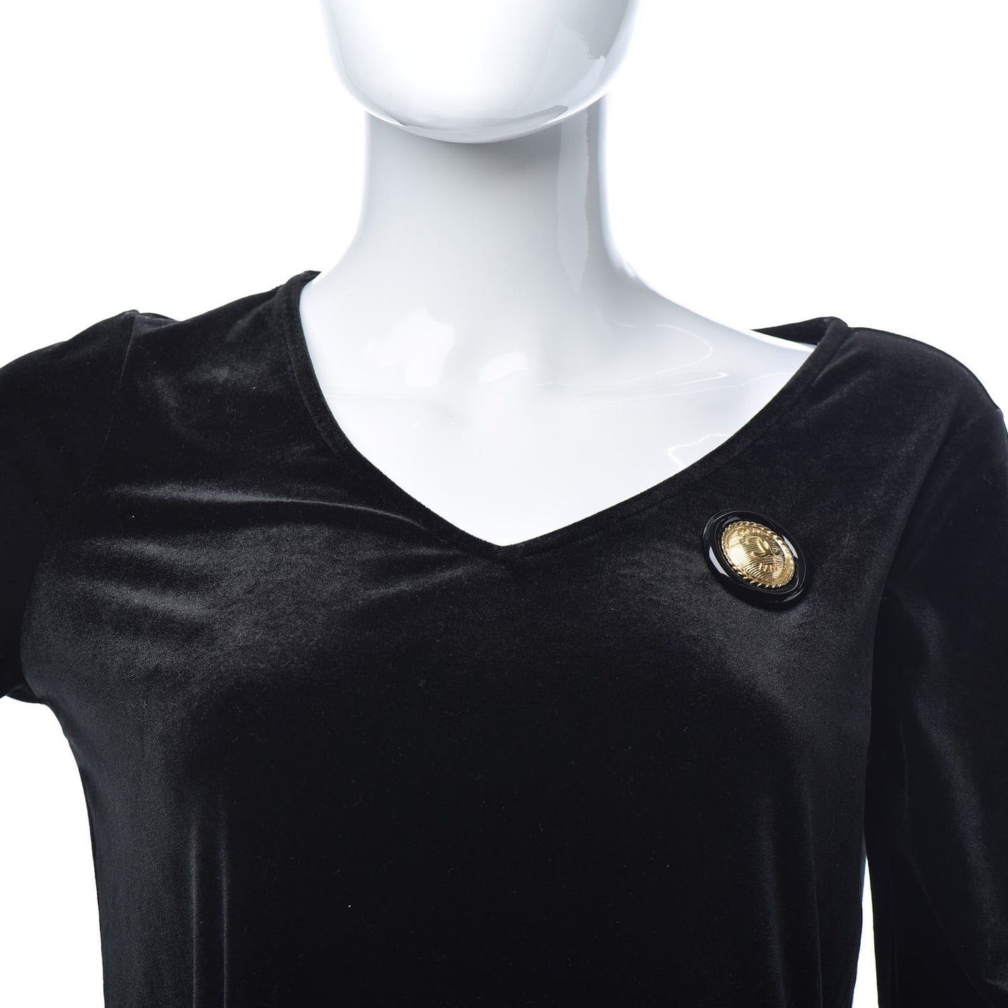 Resin CC Button Brooch Gold Black