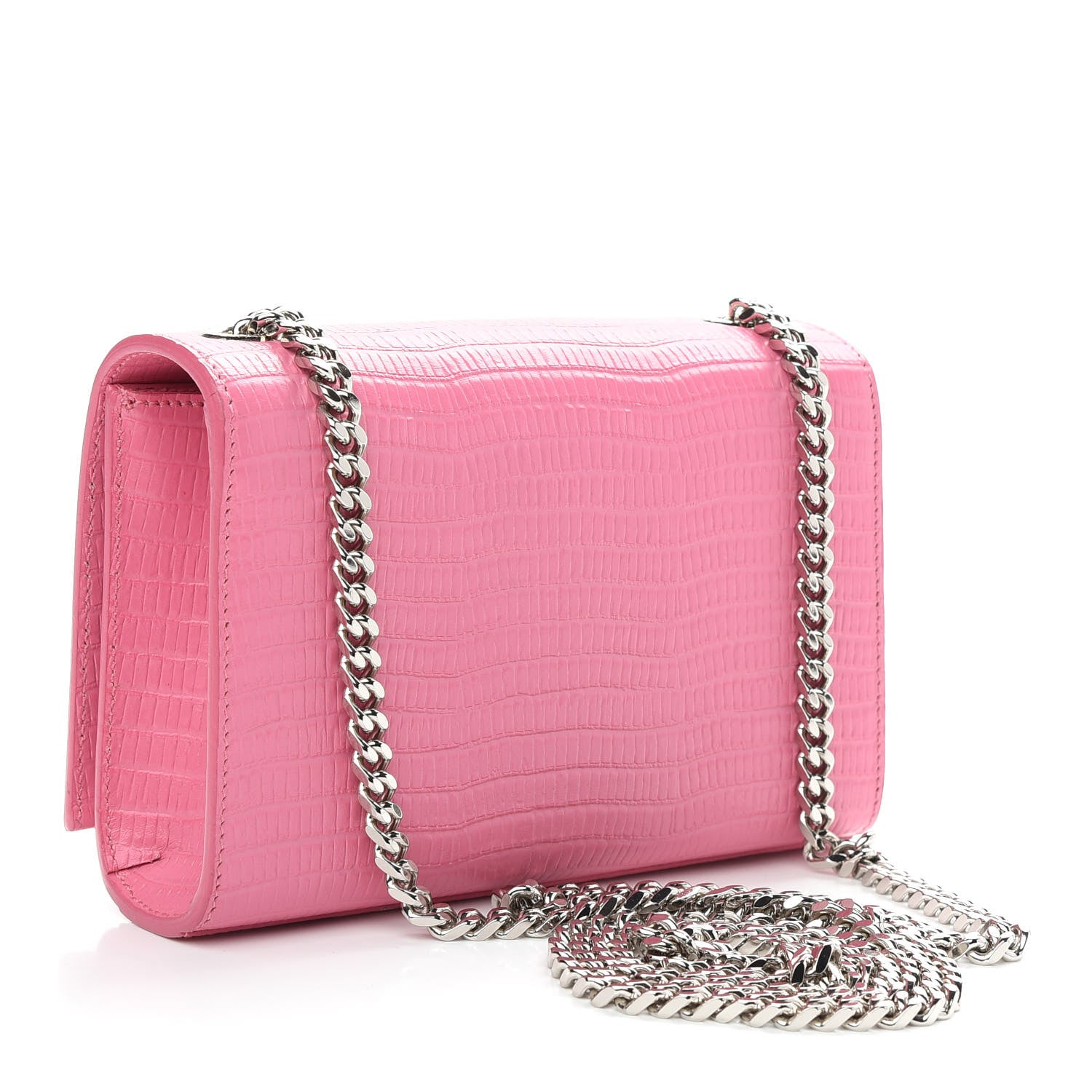 Saint Laurent Calfskin Crocodile Embossed Small Classic Monogram Kate Tassel Satchel Bubblegum 3 of 10