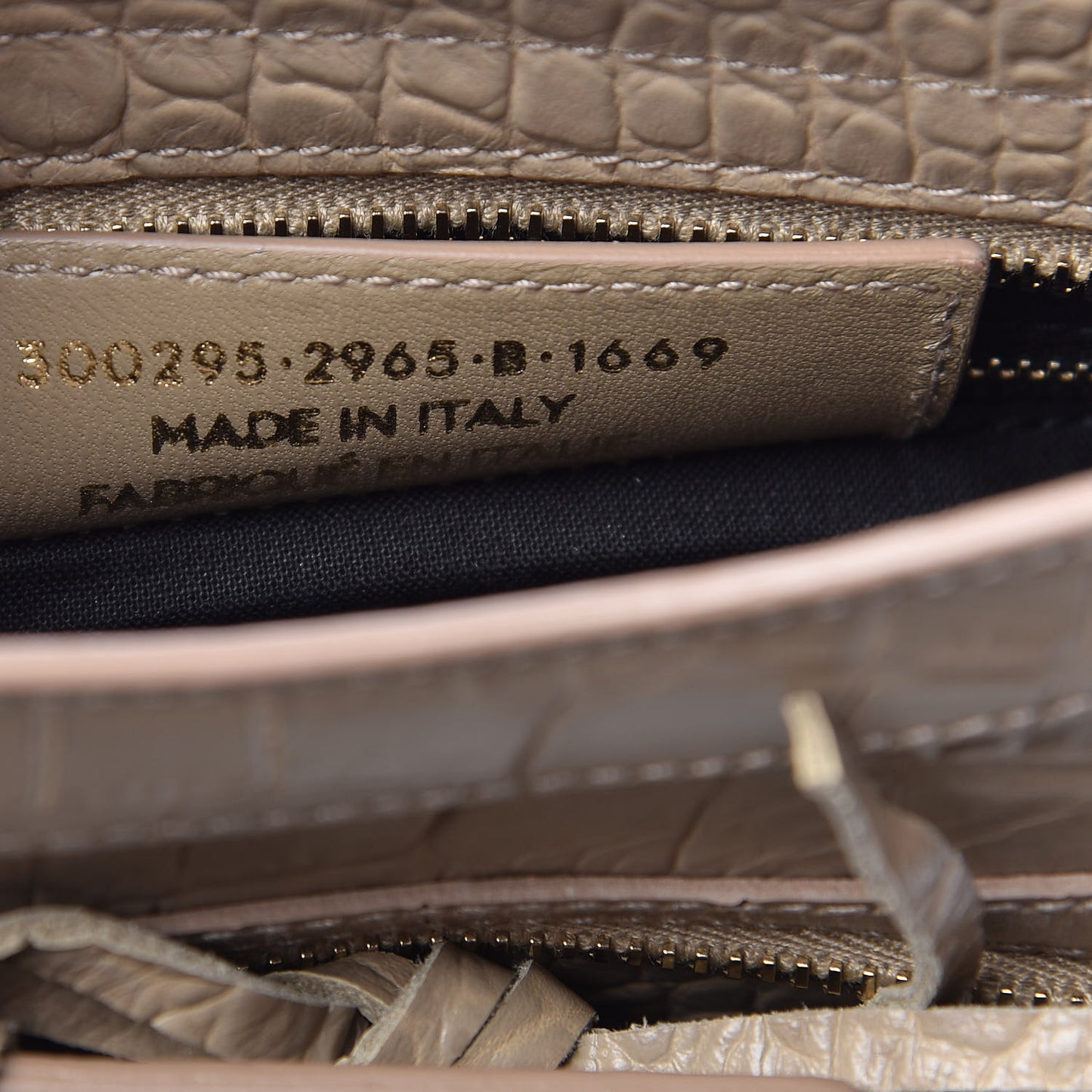 Calfskin Crocodile Embossed Classic Gold Hardware Mini City Beige Latte