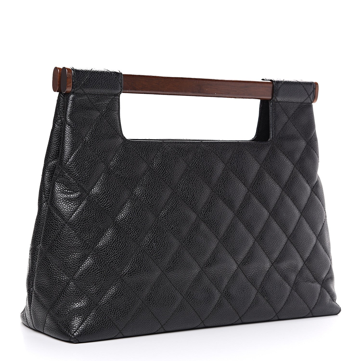 Chanel Caviar Quilted Wood Handle Tote Black 2 of 10