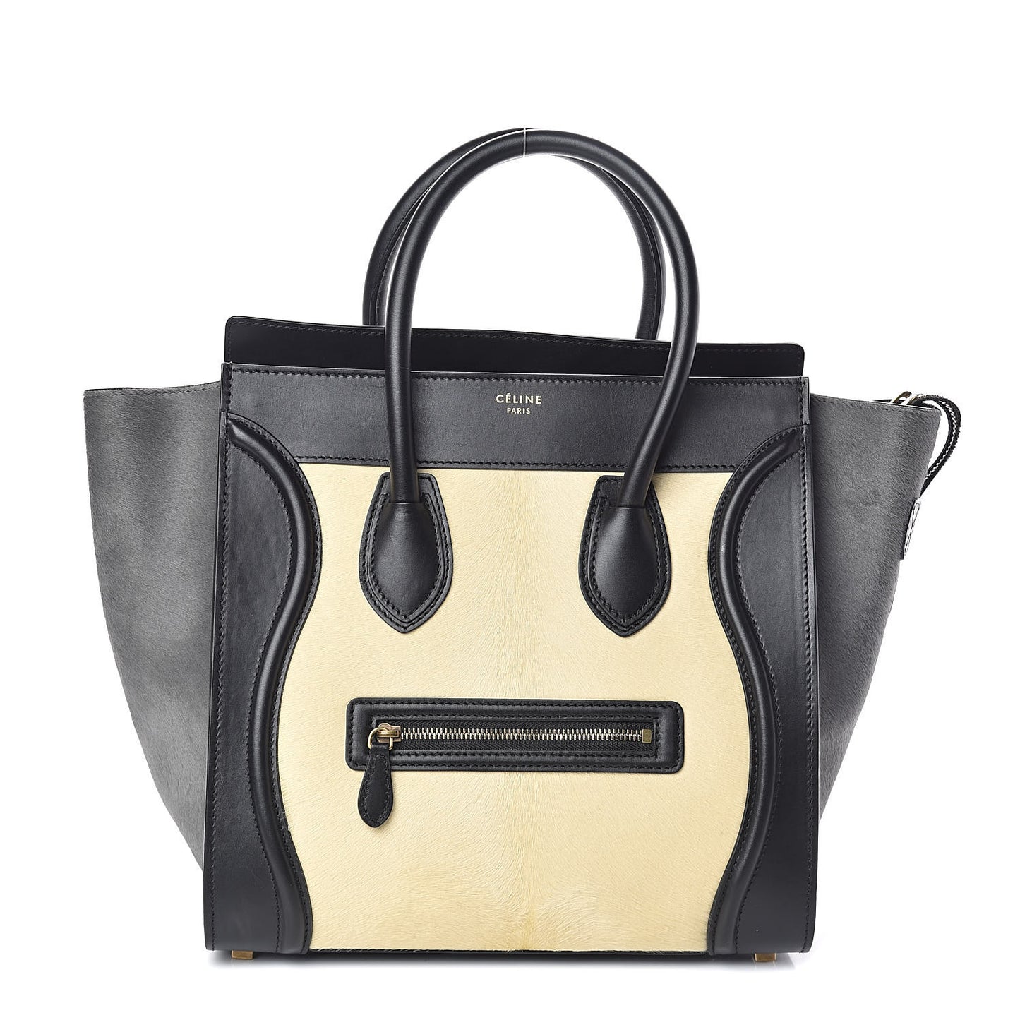 Pony Hair Mini Tri-Color Luggage in Light Yellow