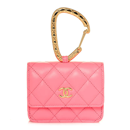 Chanel Lambskin Quilted CC Hook Card Holder Pink 1 of 13