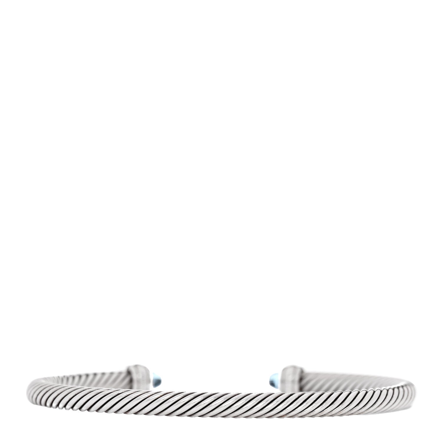 David Yurman Sterling Silver 18K Yellow Gold Blue Topaz 4mm Cable Classics Bracelet 2 of 5
