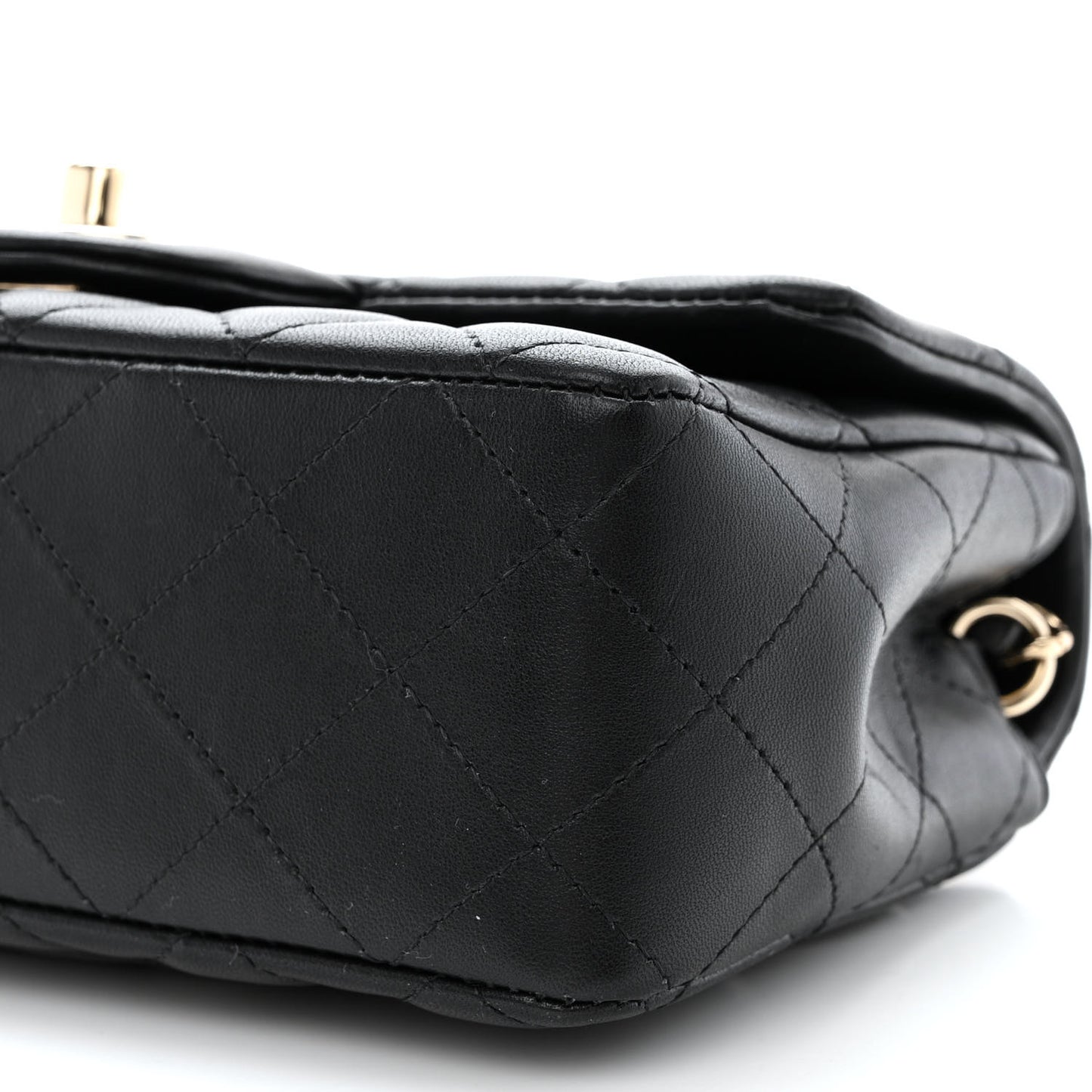 Lambskin Quilted Mini Rectangular Flap Black