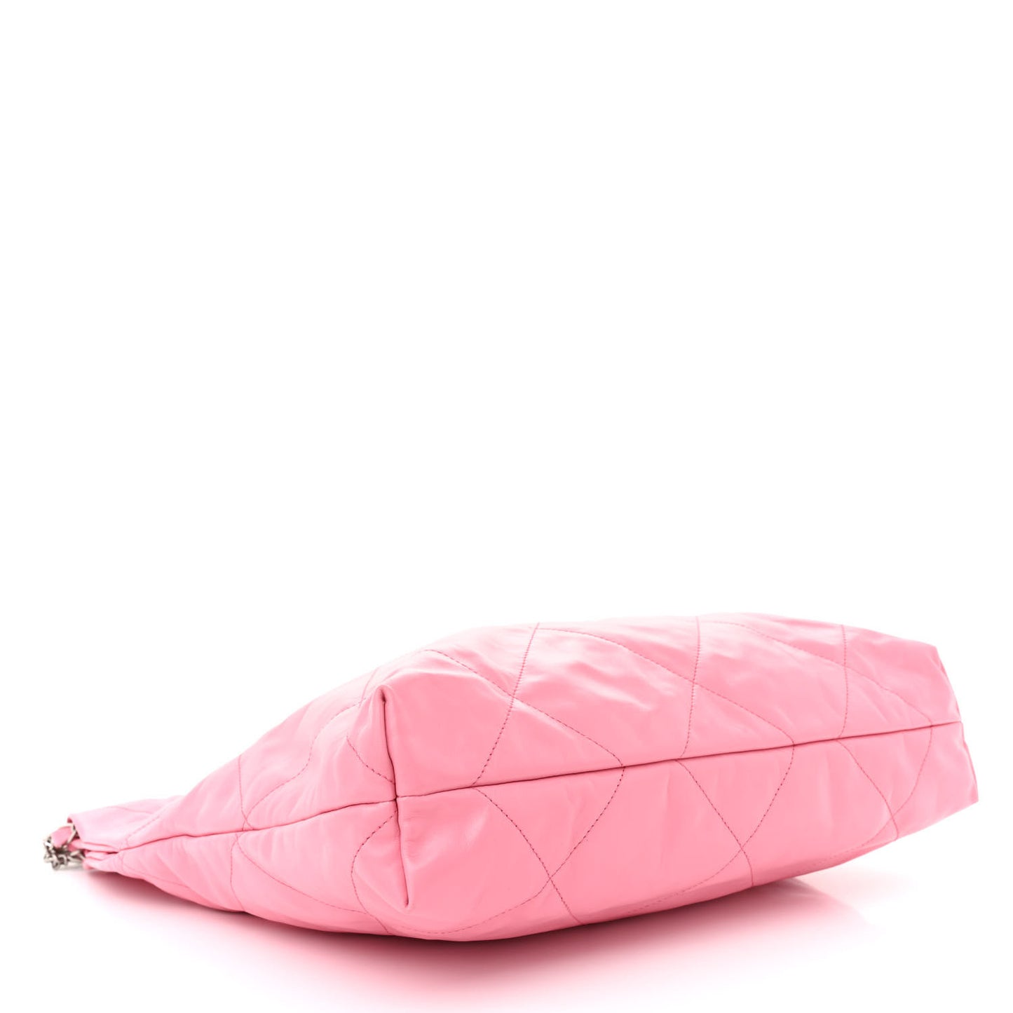 Shiny Calfskin Quilted Chanel 22 Drawstring Bag Pink