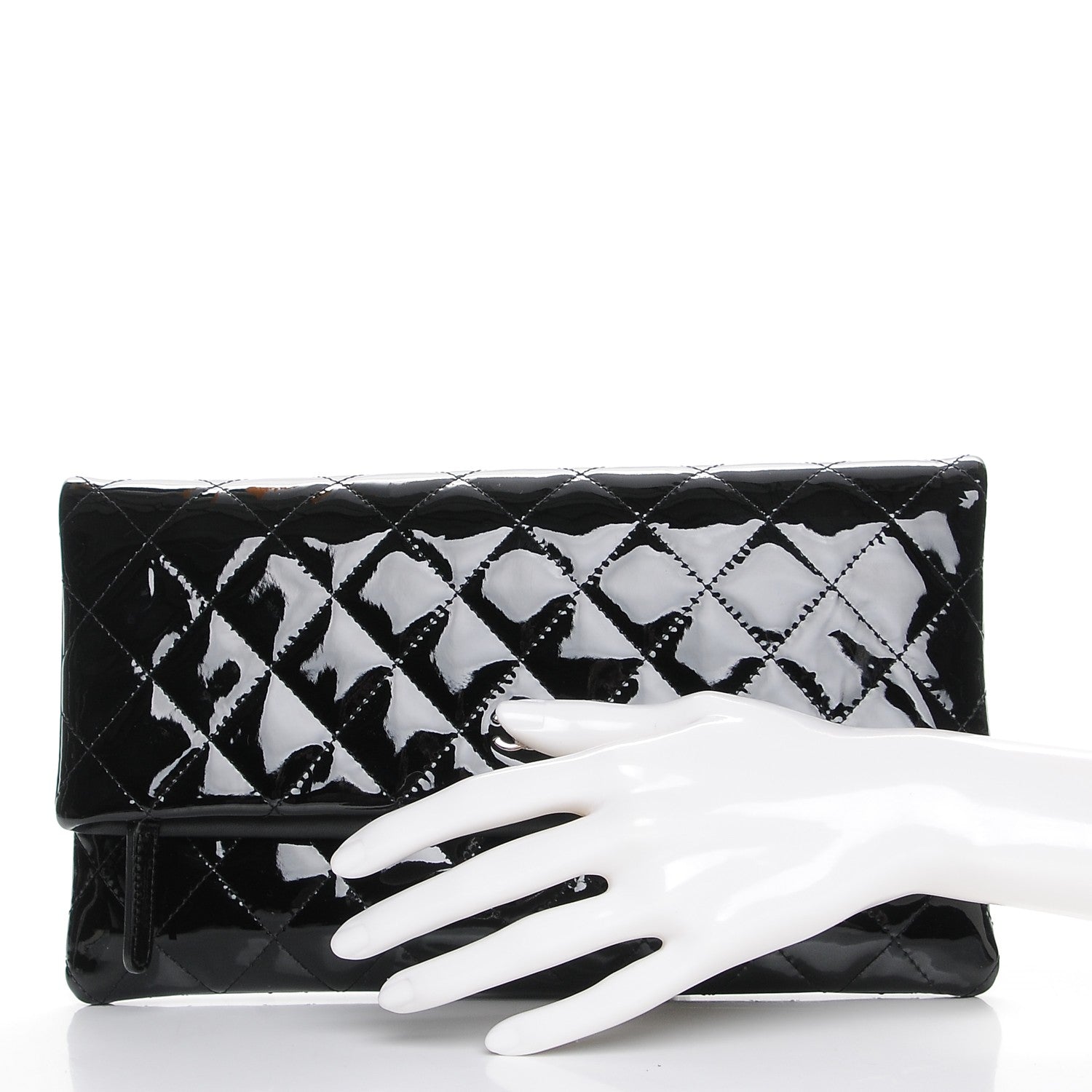 Chanel Patent Calfskin Quilted Beauty CC Clutch Black 2 of 9