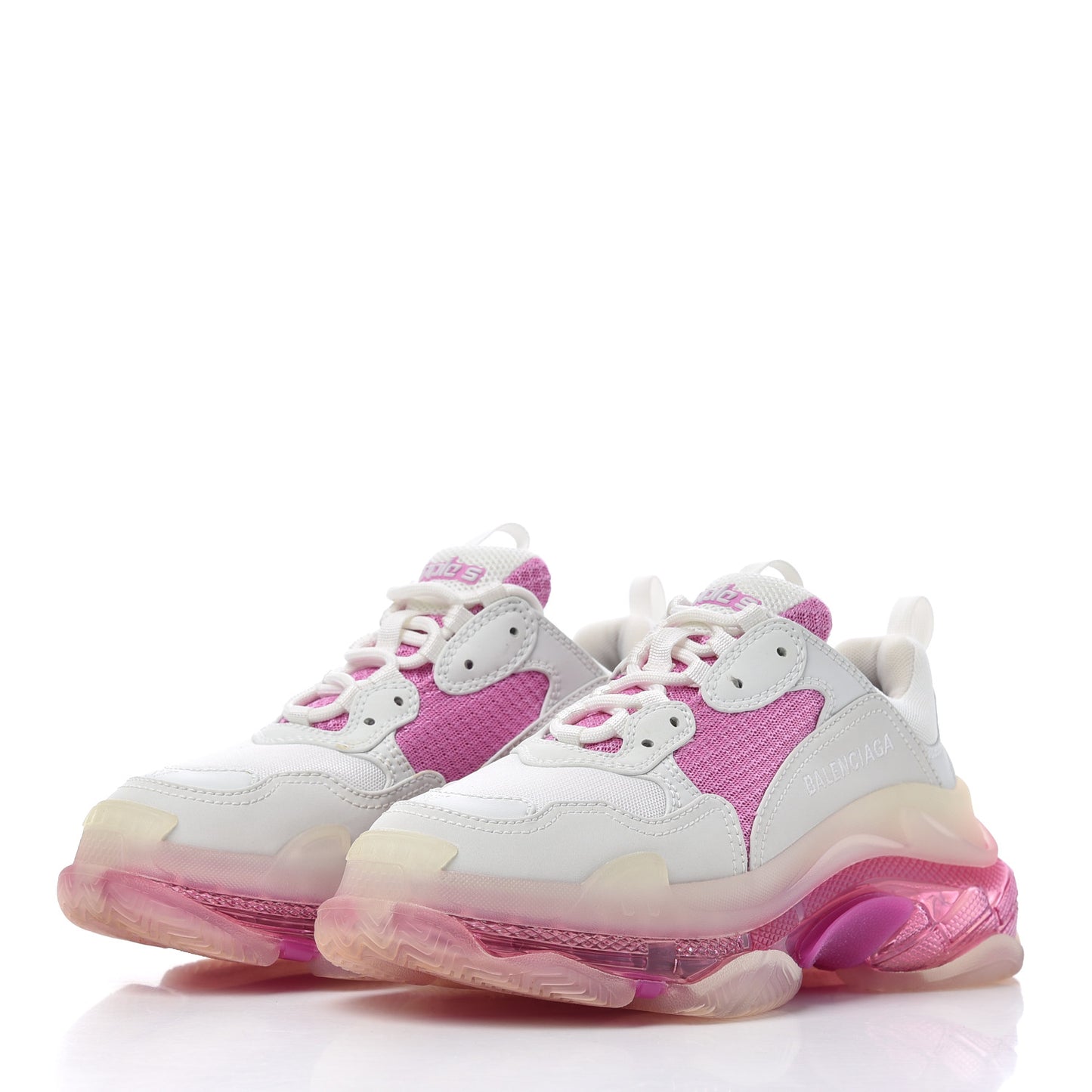 Fabric Mesh Clear Sole Womens Triple S Sneakers 37 White Pink