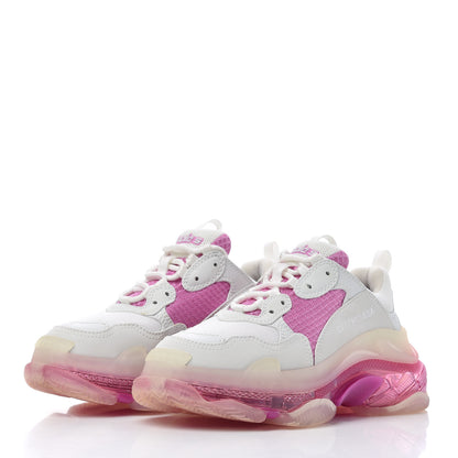 Balenciaga Fabric Mesh Clear Sole Womens Triple S Sneakers 37 White Pink 3 of 17