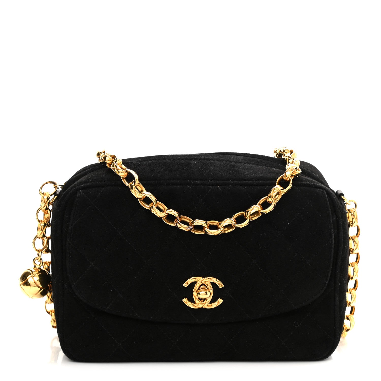 Chanel Suede Quilted CC Camera Case Black 1 of 10
