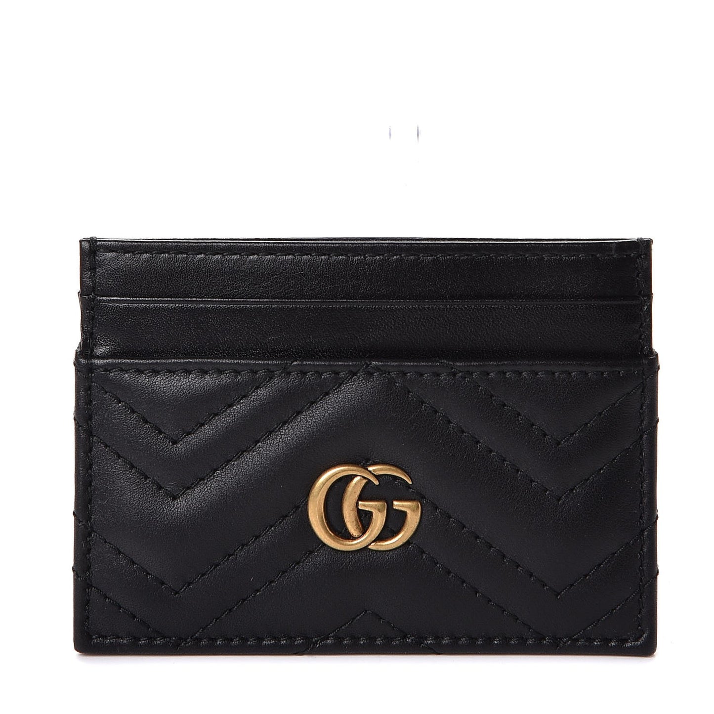 Calfskin Matelasse GG Marmont Card Holder Black