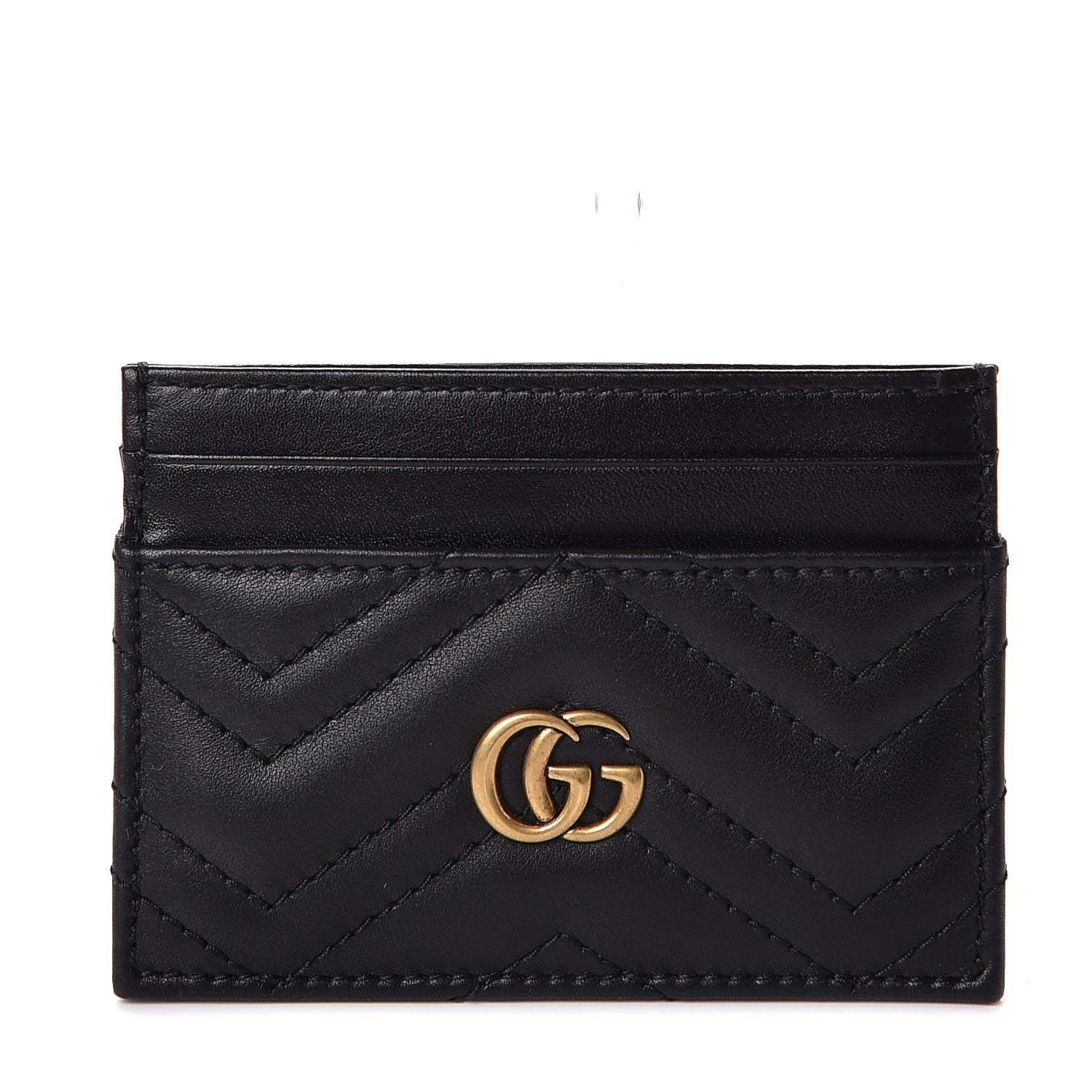 Gucci Calfskin Matelasse GG Marmont Card Holder Black 1 of 6
