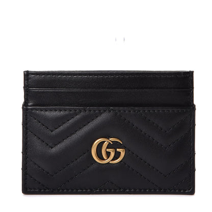 Gucci Calfskin Matelasse GG Marmont Card Holder Black 1 of 6