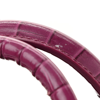 Saint Laurent Calfskin Crocodile Embossed Nano Sac De Jour Violet 7 of 9