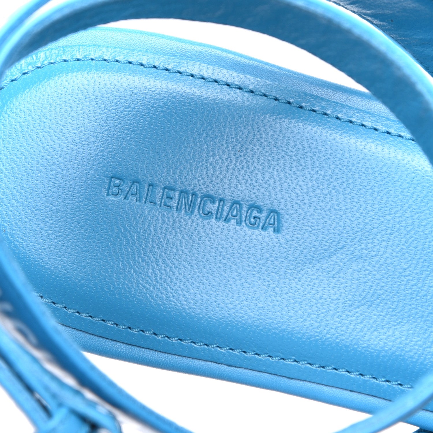 Balenciaga Calfskin Allover Logo Flat Sandals 38 Bleu White 7 of 9