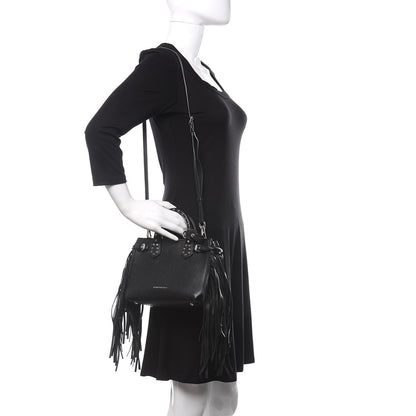 Burberry Grainy Calfskin Studded Fringe Baby Banner Tote Black 2 of 11