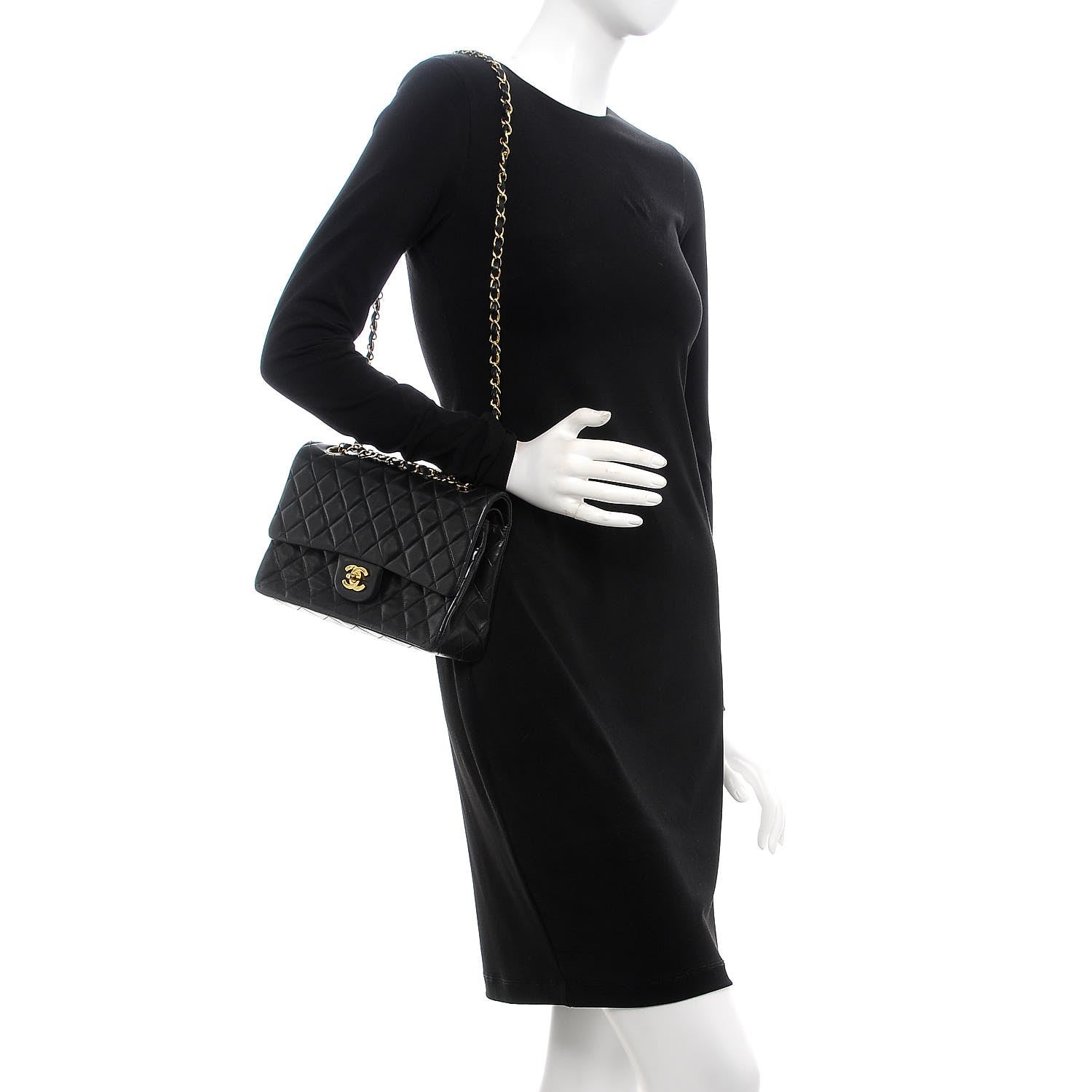 Chanel Lambskin Quilted Medium Double Flap Black 3 of 8