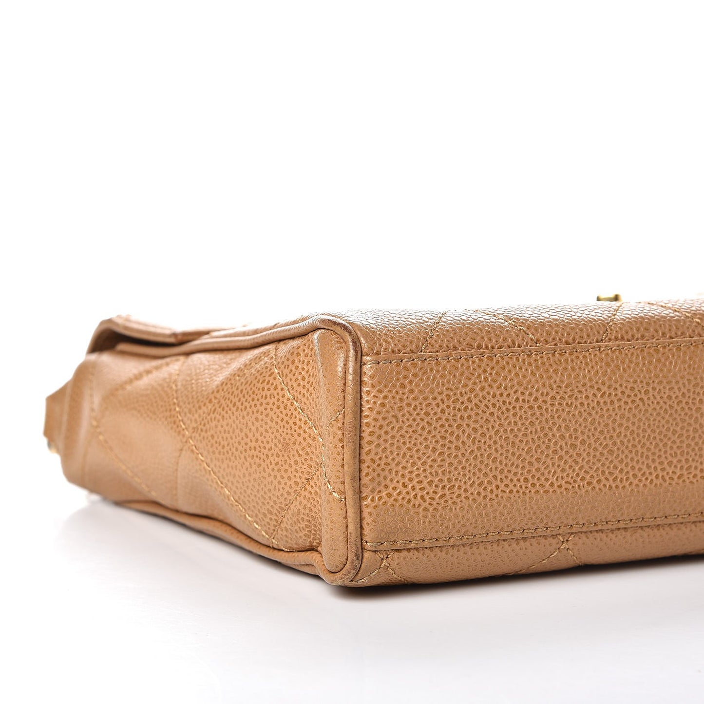 Caviar Quilted Medium Single Flap Beige