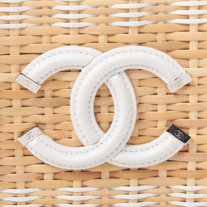 Chanel Raffia Calfskin CC Filigree Vanity Case White 7 of 10