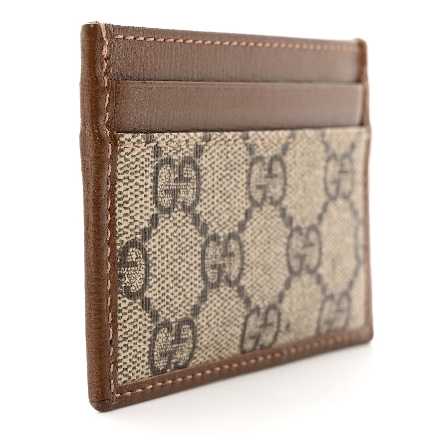Gucci GG Supreme Monogram Azalea Calfskin Retro Interlocking G Card Holder Beige Ebony Brown Sugar 3 of 7