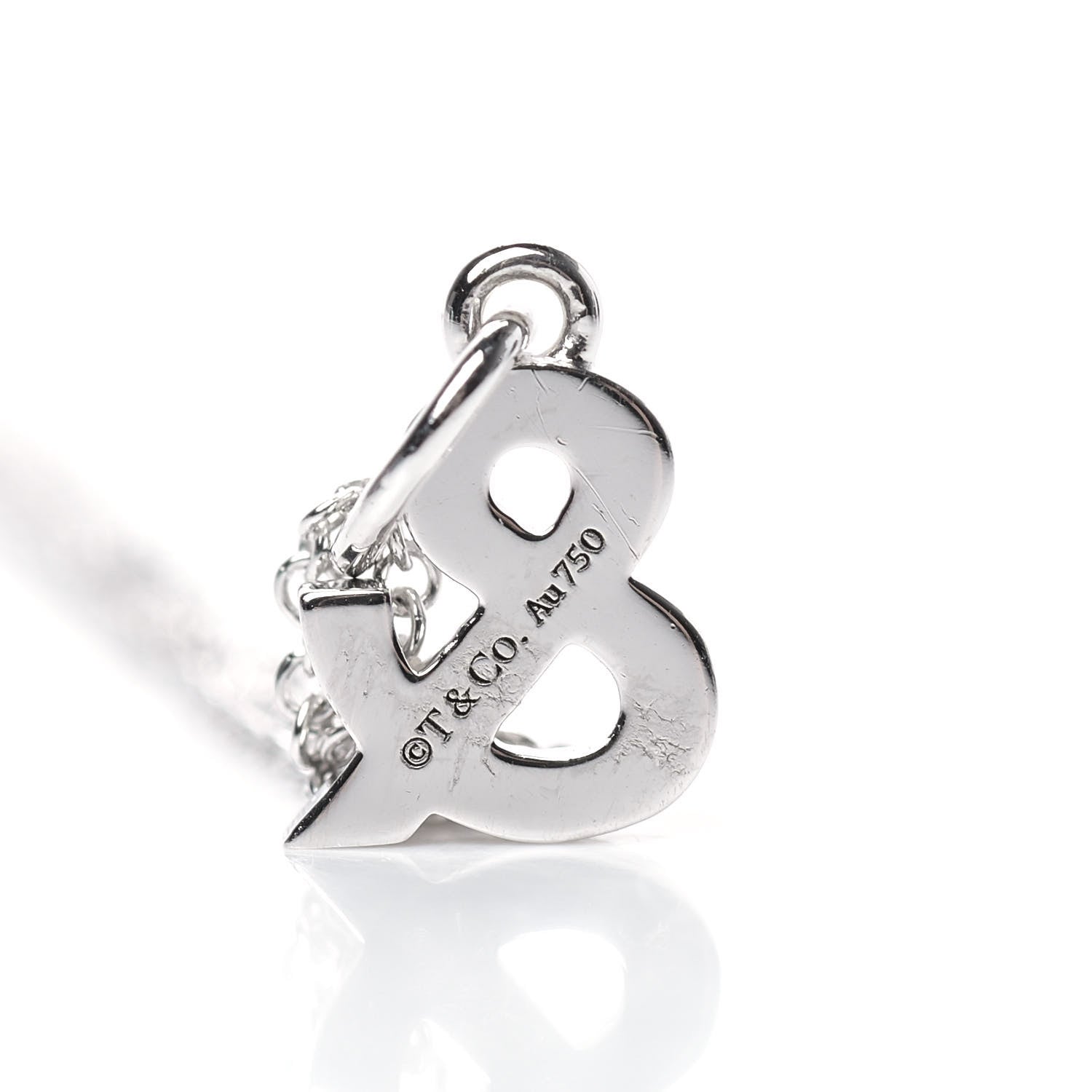 Tiffany 18K White Gold Diamond Small Ampersand Pendant Necklace 4 of 7