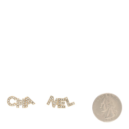 Chanel Crystal Pearl Signature Stud Earrings Gold 2 of 5