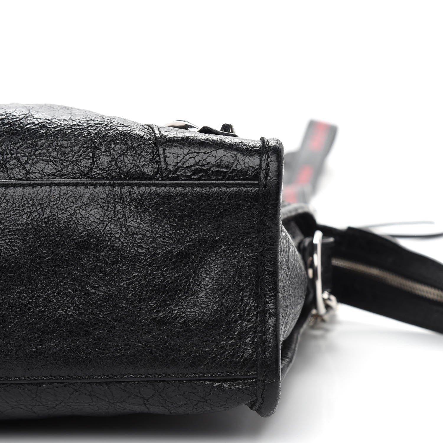 Balenciaga Agneau Classic Silver Hardware S City Logo Strap Black Red 10 of 10