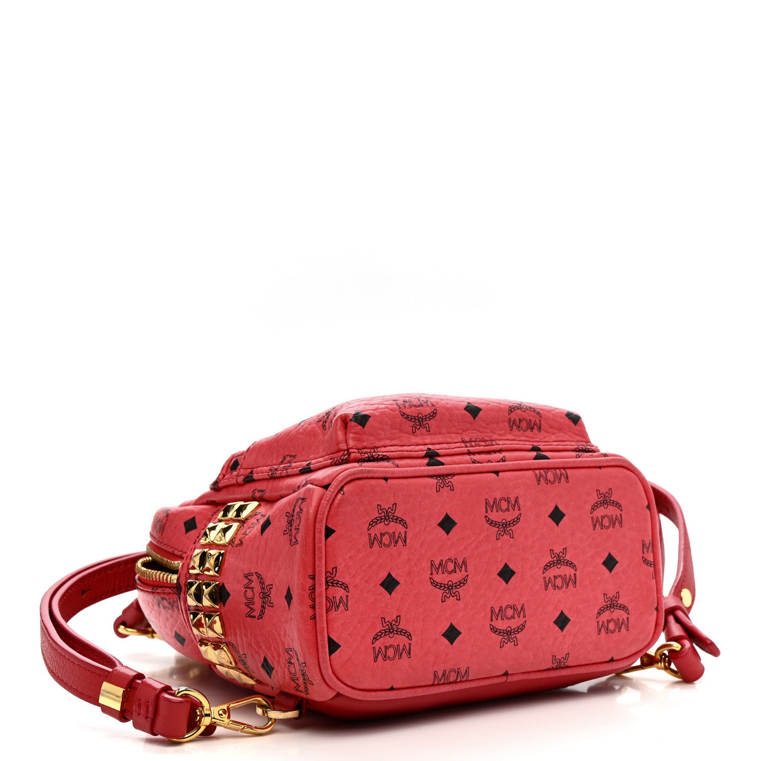 MCM Visetos Side Stud X-Mini Stark Bebe Boo Backpack Corail 4 of 13