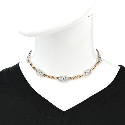 Chanel Crystal Chain CC Link Choker Gold Silver 2 of 6