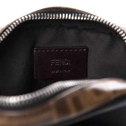 Fendi Glazed Fabric Vitello Century FF 1974 Stamp Patch Small Crossbody Messenger Mogano Panna Black 8 of 10