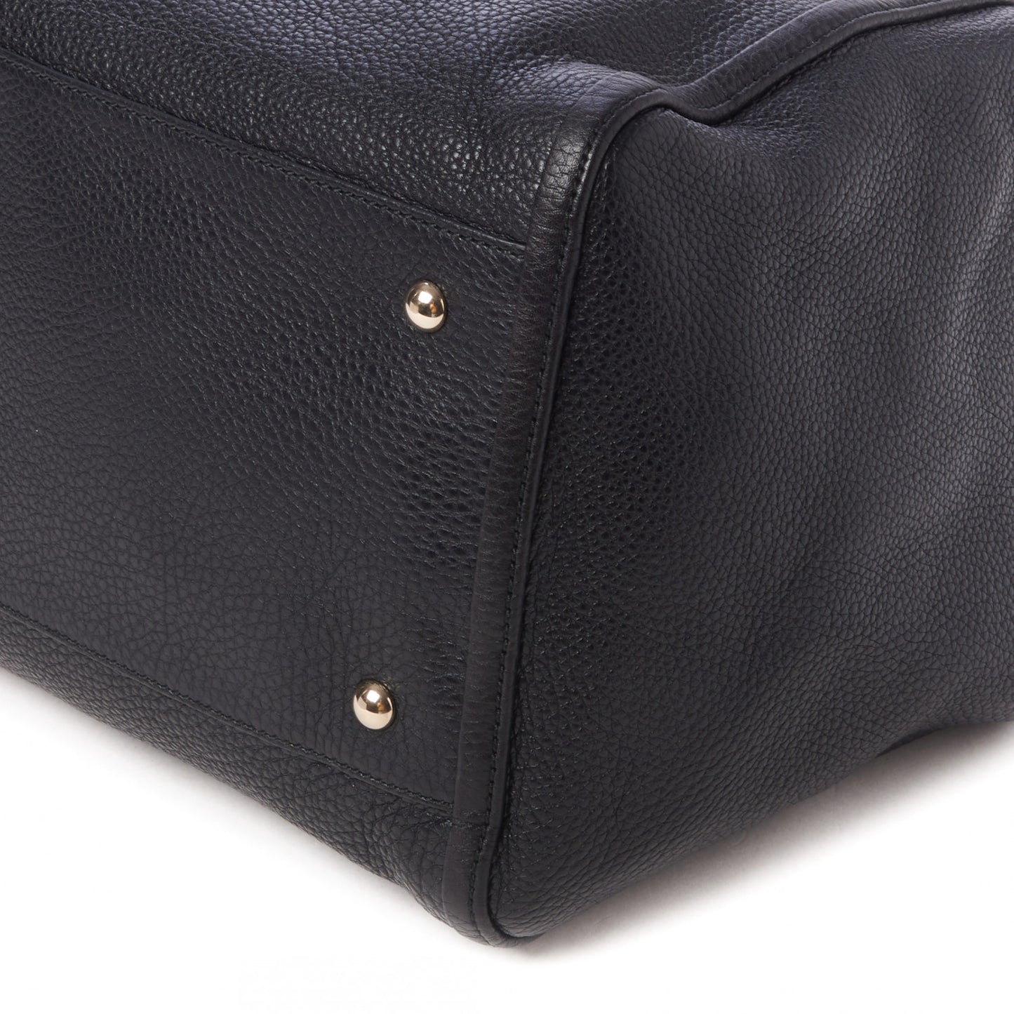 Pebbled Calfskin Large Soho Shoulder Bag Black