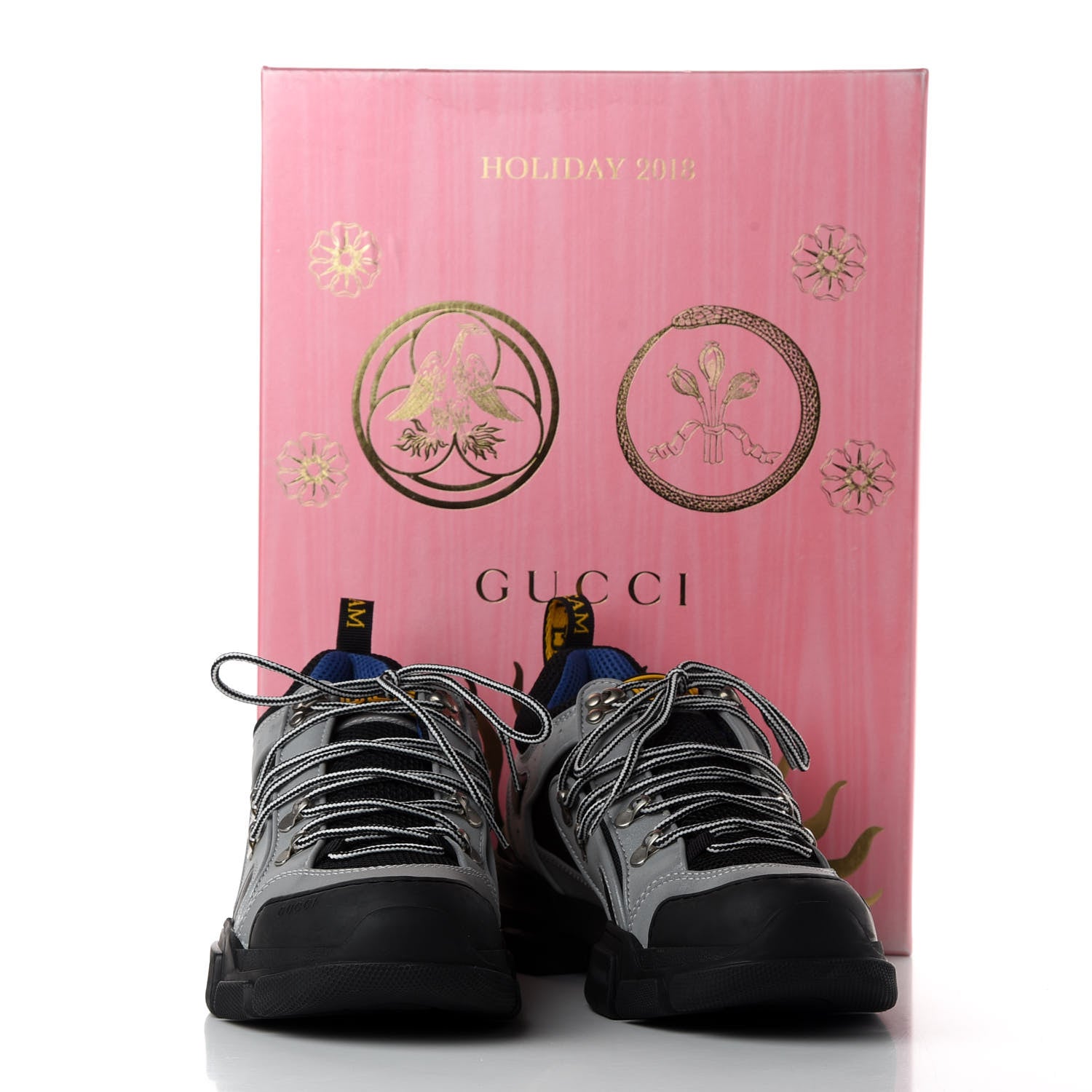 Gucci X SEGA Mesh Technical Canvas Calfskin Reflective Mens Flashtrek Sneakers 8 Silver Black 9 of 9
