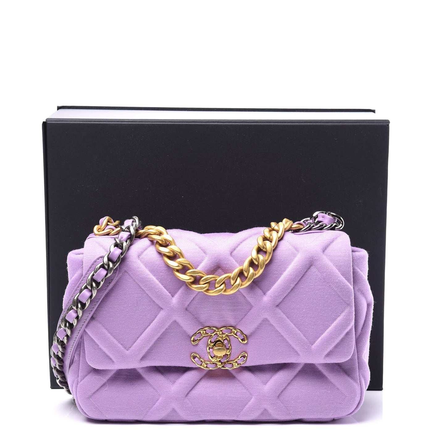Jersey Lambskin Quilted Medium 19 Light Flap Purple