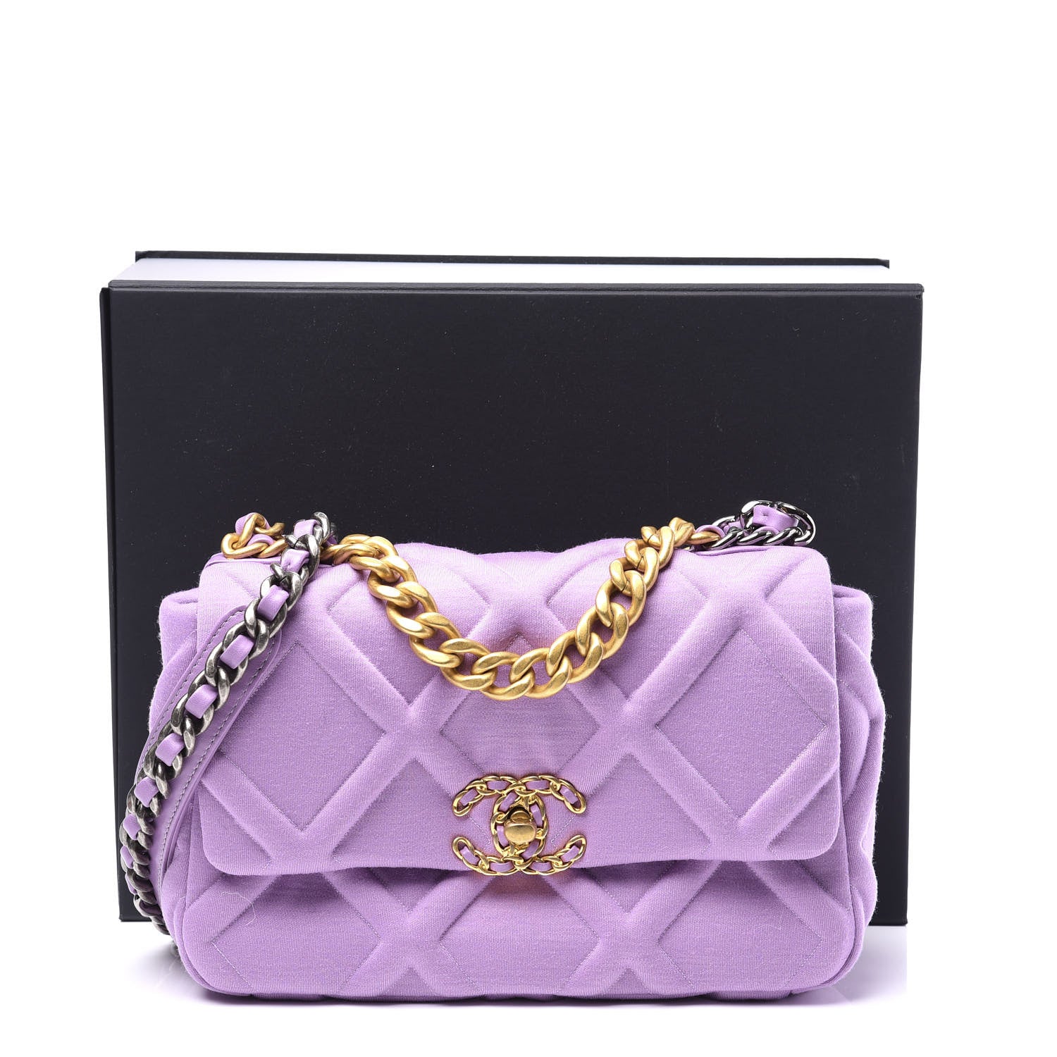 Chanel Jersey Lambskin Quilted Medium 19 Light Flap Purple 11 of 11