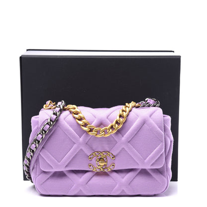 Chanel Jersey Lambskin Quilted Medium 19 Light Flap Purple 11 of 11