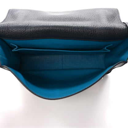 Hermes Taurillon Clemence Steve Messenger 28 Black Bleu Izmir 5 of 10