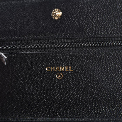 Chanel Caviar Quilted Boy Wallet On Chain WOC Black 6 of 9
